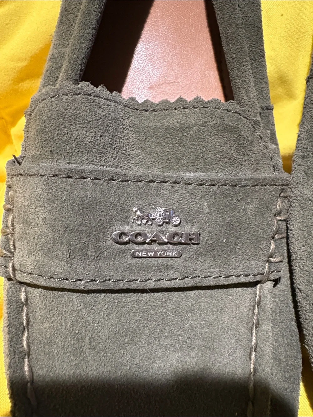 Coach green loafers